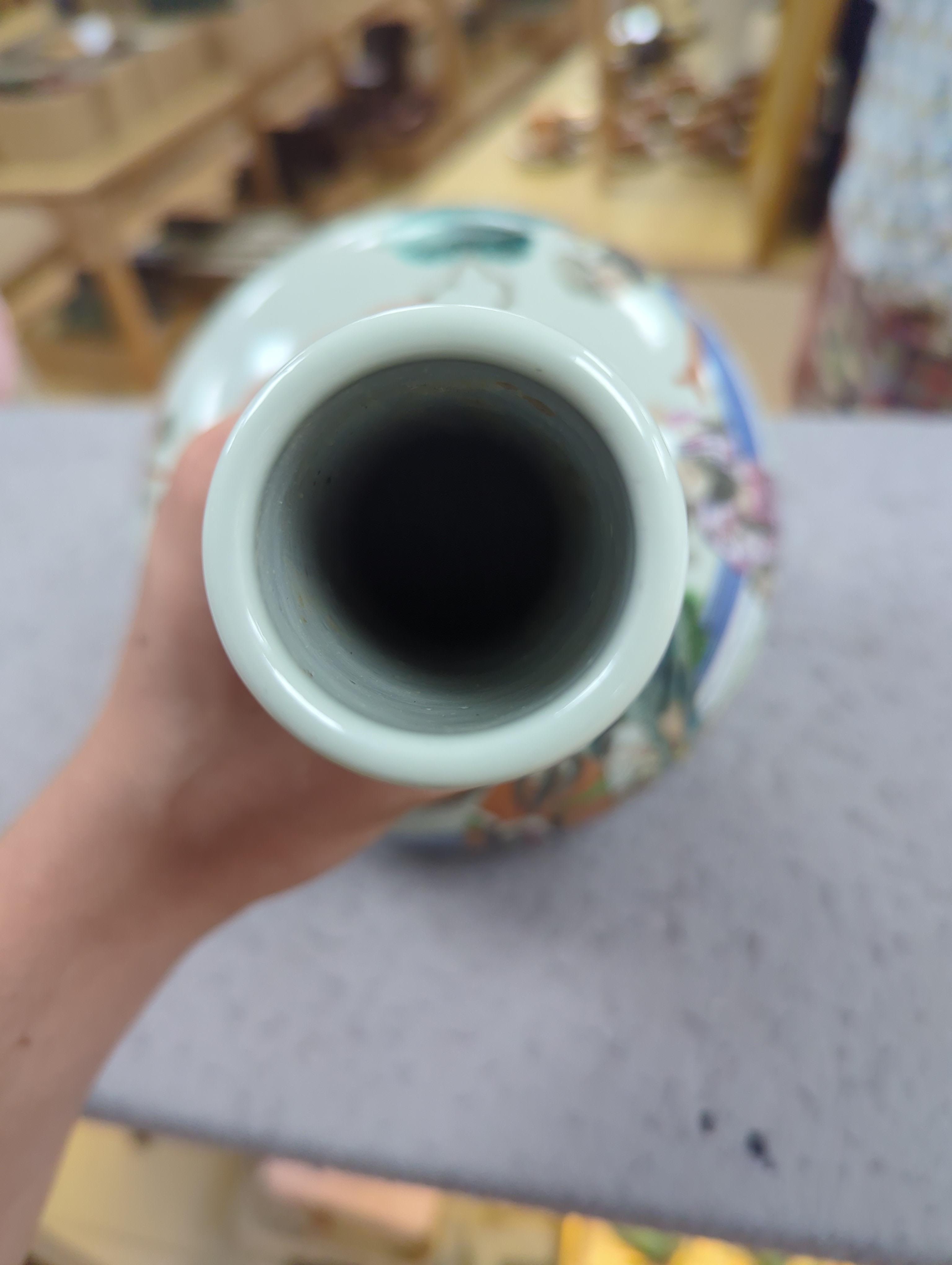 A Chinese famille rose bottle neck vase, 34cm
